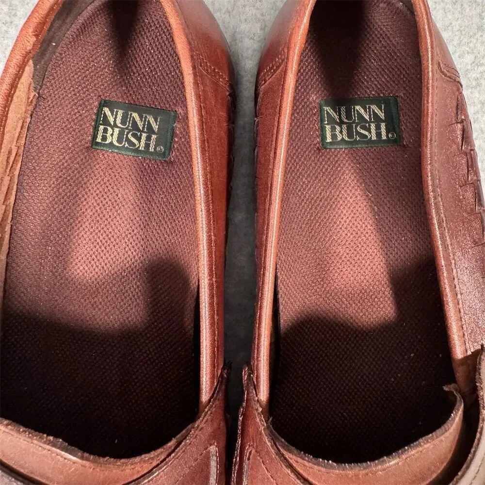Nunn Bush Men's Tassel Loafers Brown Woven Moc Toe Slip-On Size 11.5M